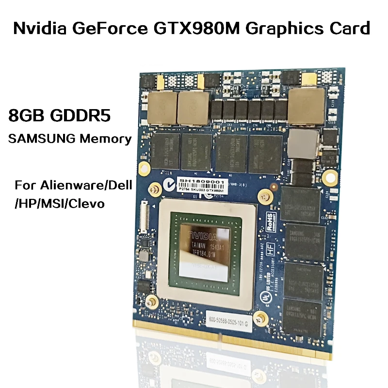 

Видеокарта GeForce GTX 980M для ноутбука, графическая карта GPU MXM с объемом памяти 8 Гб, GDDR5 для Dell HP Alienware Clevo, игровая и графическая карта