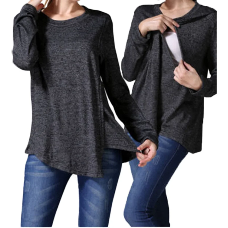 Модная одежда для беременных топы с длинными рукавами Топ кормления грудью