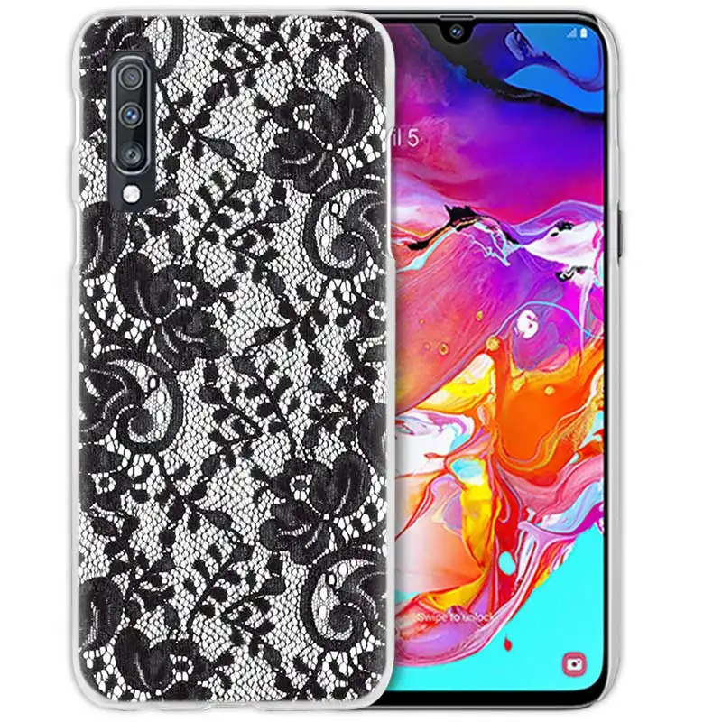 03 Чехол с кружевом и цветами для samsung Galaxy A50 A70 A20e A40 A30 A20 A10 A8 A6 Plus A9 A7 жесткий прозрачный чехол для телефона из поликарбоната - Цвет: 03