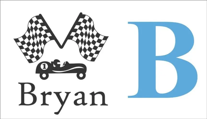 Гоночный автомобиль игра на заказ название для мальчиков с двумя флажками крутая