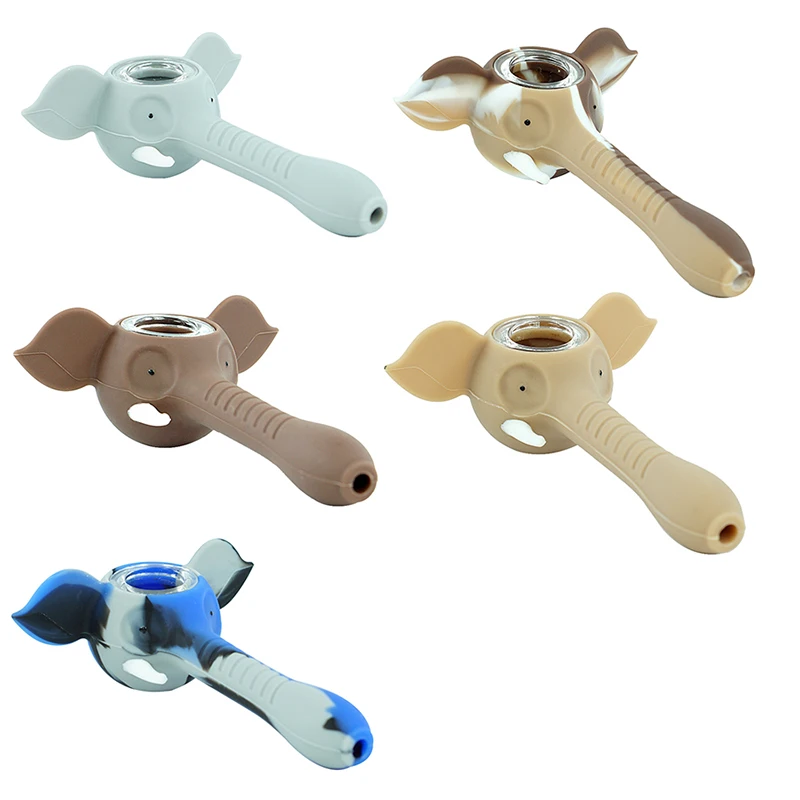 1 шт в форме слона узор силикона курительные трубки силиконовые и Стекло трубы