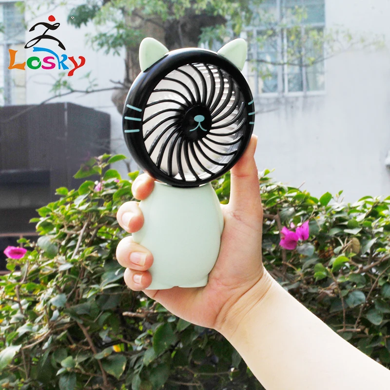 Cartoon USB charging small fan student dormitory portable mini cute kitten electric handheld | Бытовая техника