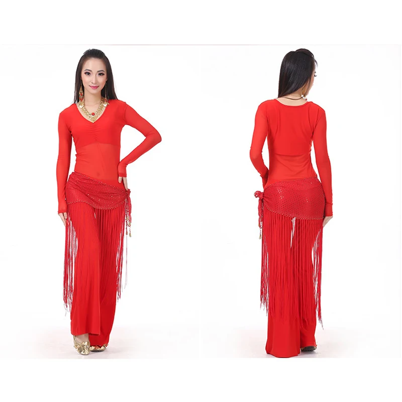 Костюмы для танца живота сетчатая блузка с длинными рукавами и блестками