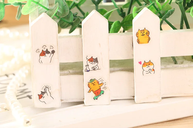 6 Pcs/Set Cute PVC Stickers Kawaii Cartoon Cat Sticky Paper For kids Child DIY Scrapbooking Stickers Diary Ablum Gift Stationery