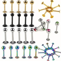 10pcs wholesale ball labret lip chin ring nose ear bar stud stainless steel piercing fashion body jewelry free shipping