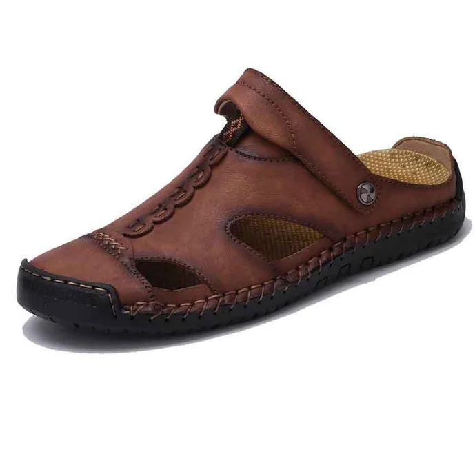 Мужские сандалии из микрофибры; Zapatos; мужские часы; мужские сандалии; Летние противоскользящие мужские туфли; мужские пляжные сандалии; большие размеры 48 - Цвет: Red Brown