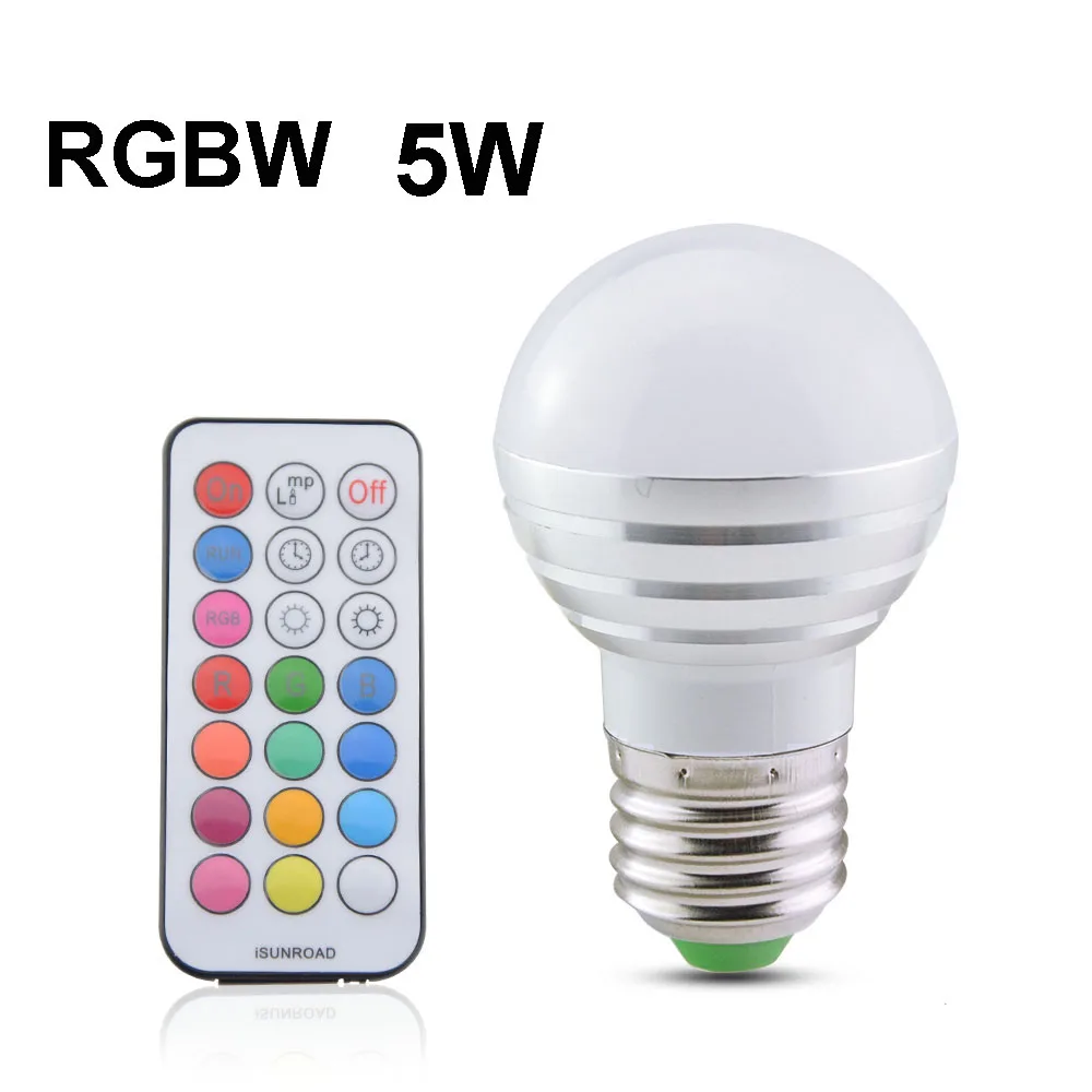 Новая Милая Светодиодная лампа RGBW E27 5 Вт 10 с регулируемой яркостью 220 В 110 в 85-265