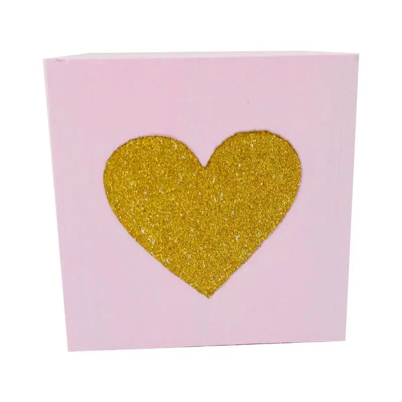 Baby Room Fashion Soft Assembly Furnishings Solid Wood Flash Gold Love Heart Square Cube Ornaments Photography Decoration Prop
