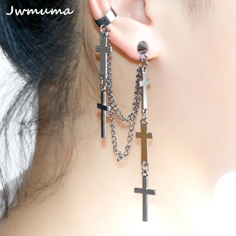 Новинка 2018 женские серьги в стиле панк с манжетами листьями на цепочке длинными