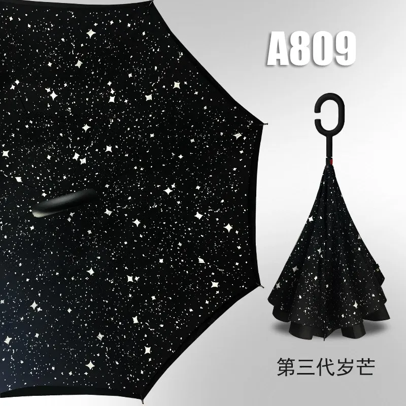 Umbrella A809 Ветронепроницаемый двухсторонний складной зонт с ручкой для мужчин и женщин, защита от солнца, дождя, автомобиля, перевернутые зонтики, двойной слой, анти-УФ, самоподставка Parapluie - Цвет: Umbrella A809