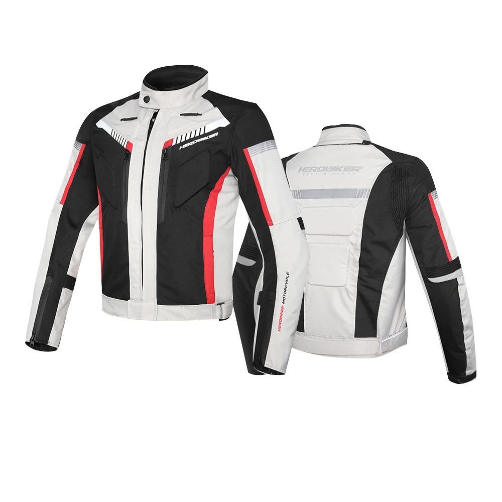 Beige HEROBIKER мотоциклетная куртка мужская водонепроницаемая морозостойкая мотоциклетная куртка для езды Защитное снаряжение осень-зима гоночная мотоциклетная куртка - Цвет: Beige