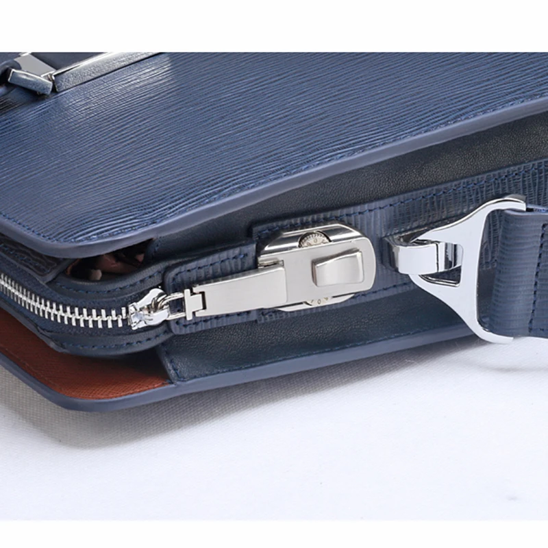 Padieoe password lock genuine leather briefcase men business bags black office briefcase laptop leather handbag men