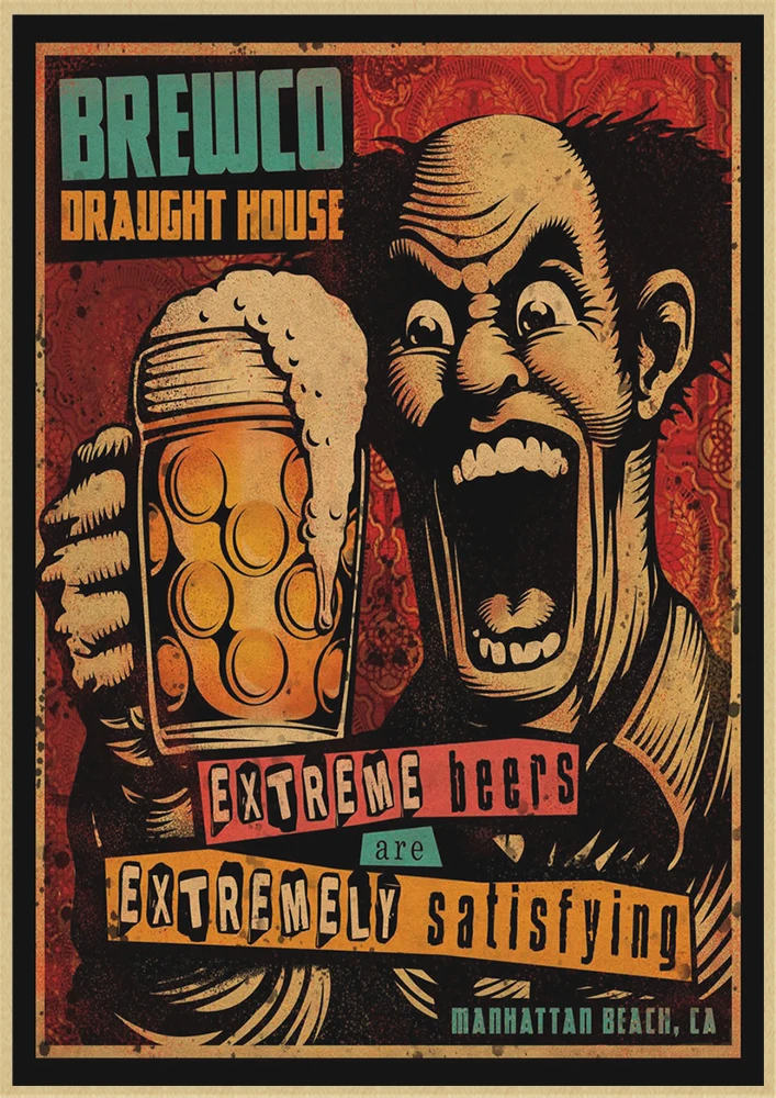 Beer Retro poster Home Furnishing decoration Kraft Poster Drawing Painting Wall stickers