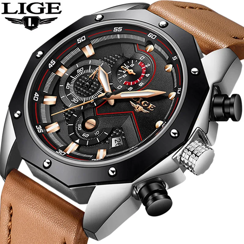 Relojes 2018 LIGE мужские часы Лидирующий бренд Роскошные водонепроницаемые кварцевые