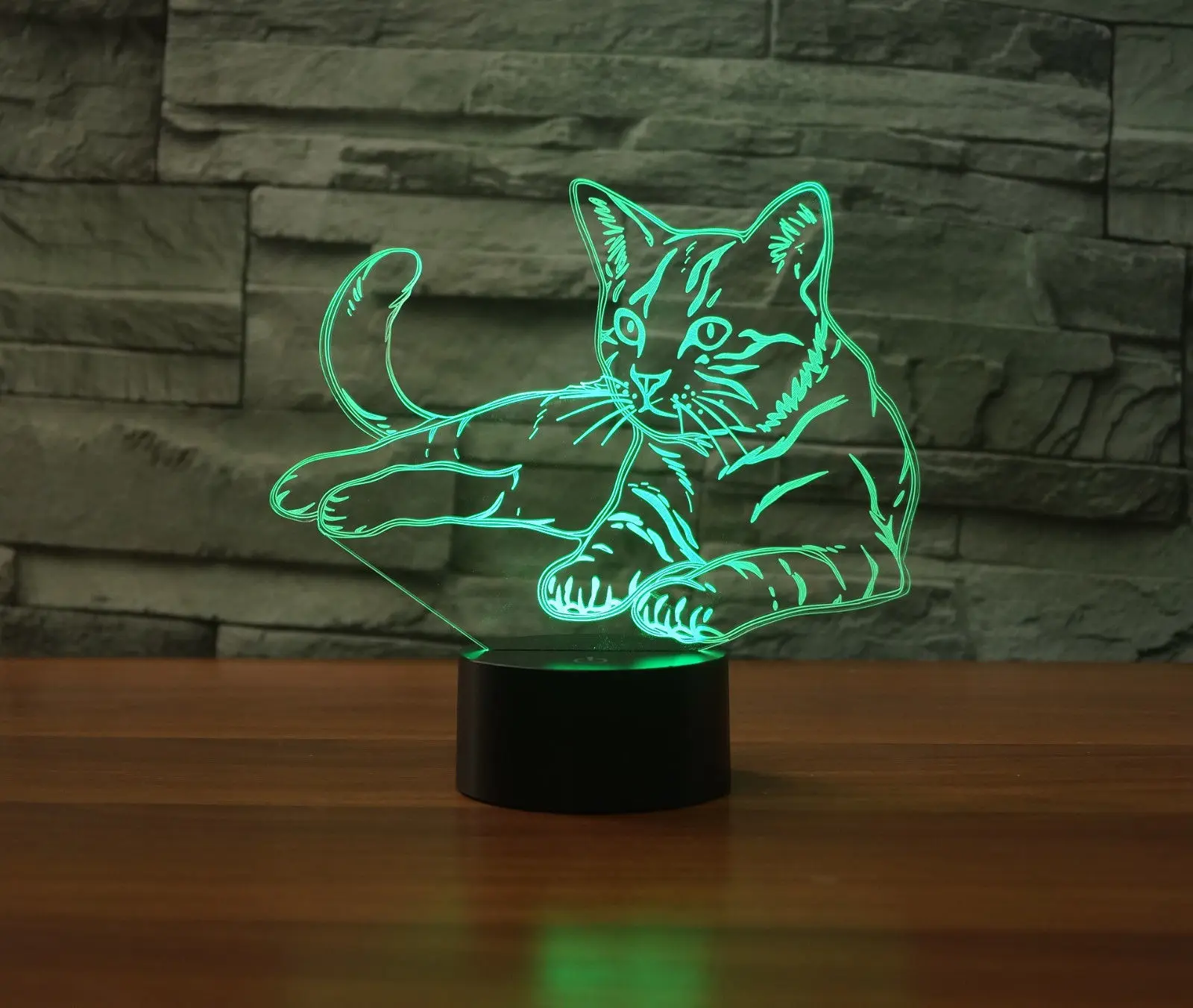 Романтическую атмосферу 3D визуальные фары милый кот Иллюзия ночник 7 цветов