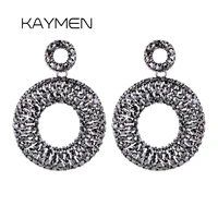 new especial round dangle drop earrings for women fashion full rhinesotnes luxury statement vintage earrings party gift jewelry