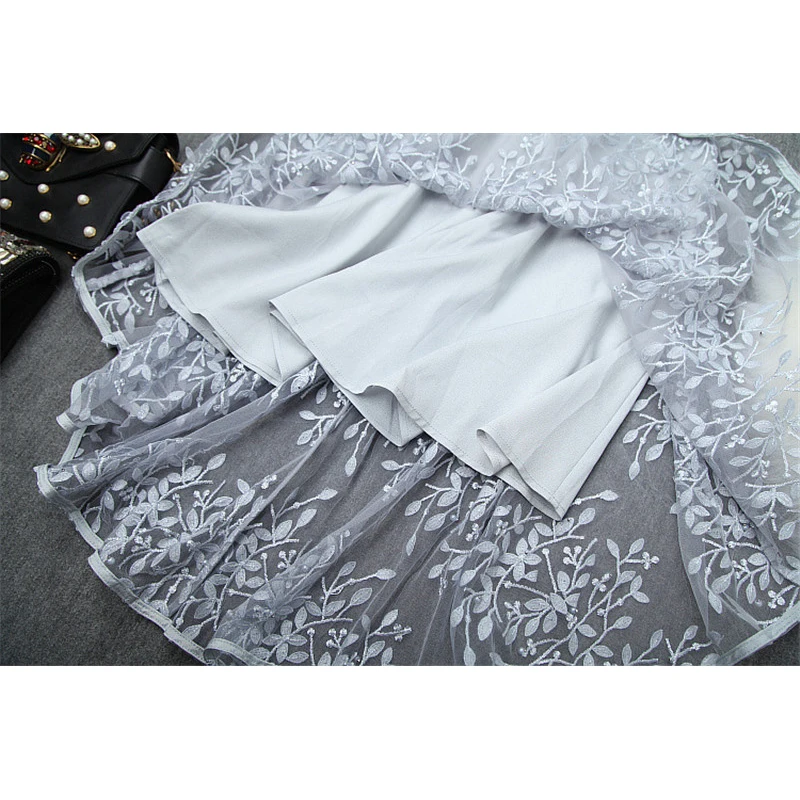 Summer Dresses Women Designer Butterfly Sleeves Transparent Beading Embroidery Asymmetrical Dovetail Tulle Party Dress Sexy