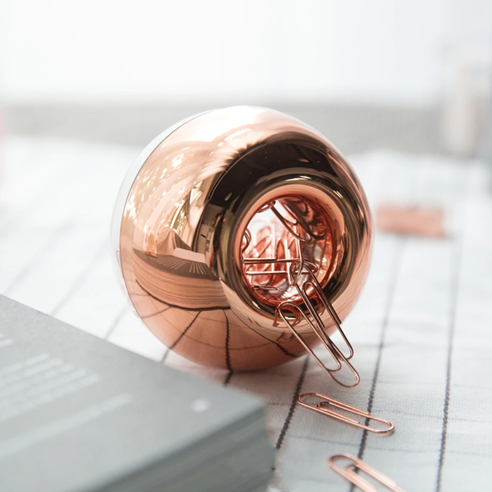 Розовое золото, зажимы для бумаги, Rosegold, круглый зажим для бумаги, диспенсер, держатель с магнитной крышкой для офиса, школы, стола, органайзер, принадлежности