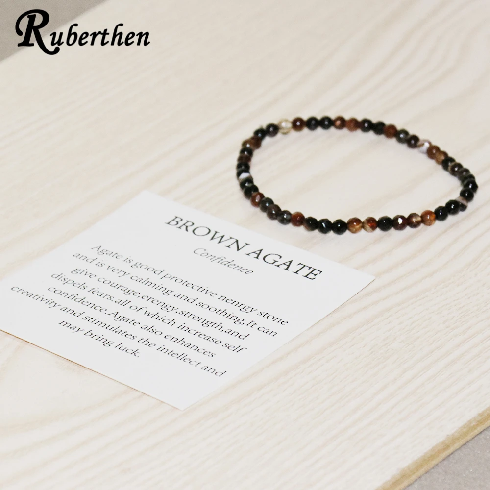 Ruberthen новый дизайнерский браслет для йоги 4 мм из кофейных агатов мини с