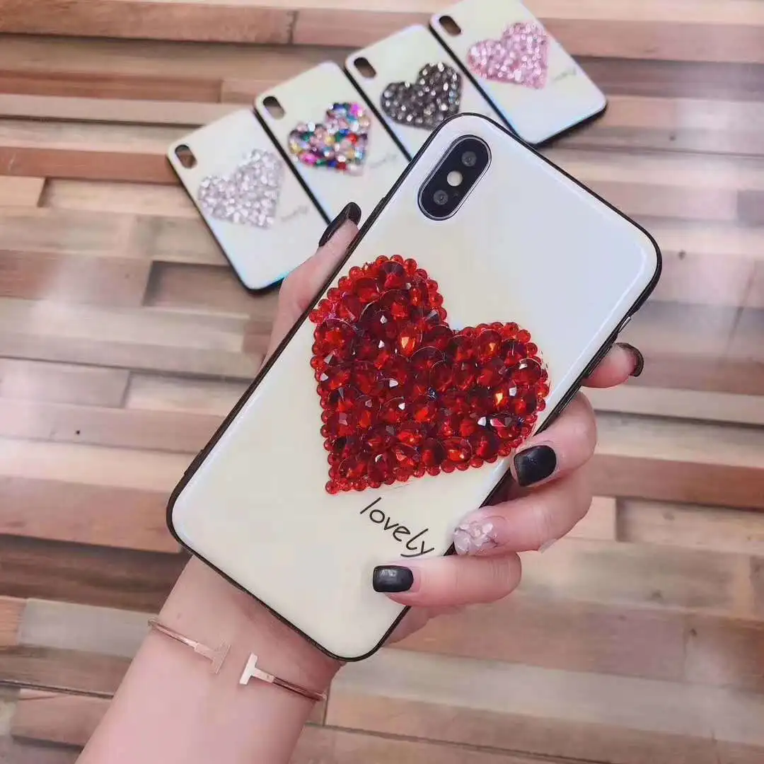 Роскошные Керамика телефон назад чехлы для iPhone 6/6 s X Украшенные стразами Love Стиль