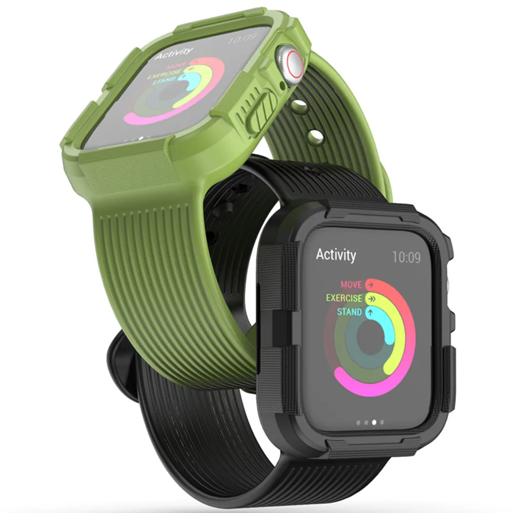 Мягкий силиконовый сменный спортивный ремешок для Apple Watch, серия 4, браслет на запястье, ремешок для iWatch 44 мм, 40 мм, защитный чехол, крышка