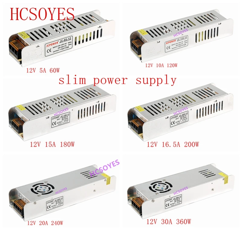 

LED Power Supply DC12V 5A/10A/15A/20A/30A 60W 100W 120W 150W 180W 200W 250W 360W LED Driver Power Adapter Lighting Transformers