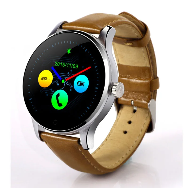 leather strap brown Ravi K88H Full Touch классические Смарт-часы монитор сердечного ритма шагомер Siri Bluetooth Вызов Smartwatch для Iphone Xiaomi huawei - Цвет: leather strap brown