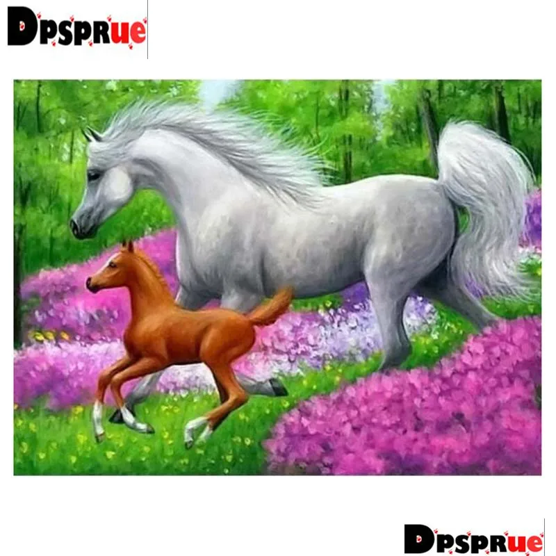 

Полноразмерная/круглая алмазная живопись Dpsprue, вышивка крестиком, 3D вышивка с изображением животных, лошадей, 5D, Moasic, домашний декор, подарок...