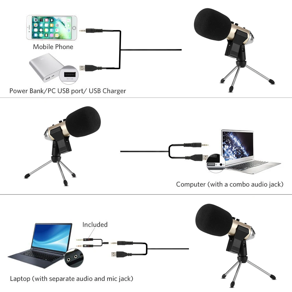 GEVO MK F500FL профессиональный микрофон Проводная запись USB 3 5 мм конденсаторные