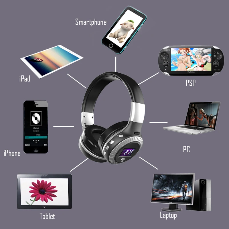 SOE Auriculares Bluetooth ЖК-дисплей дисплей HiFi Fone де ouvido поддерживает Micro-SD карты