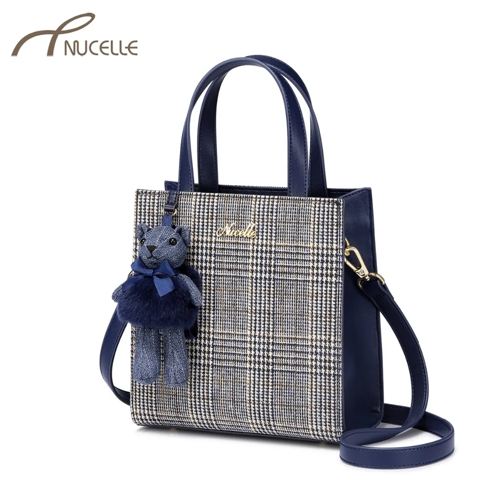 NUCELLE/брендовый женские из искусственной кожи сумки Дамская мода плед Tote кошелек