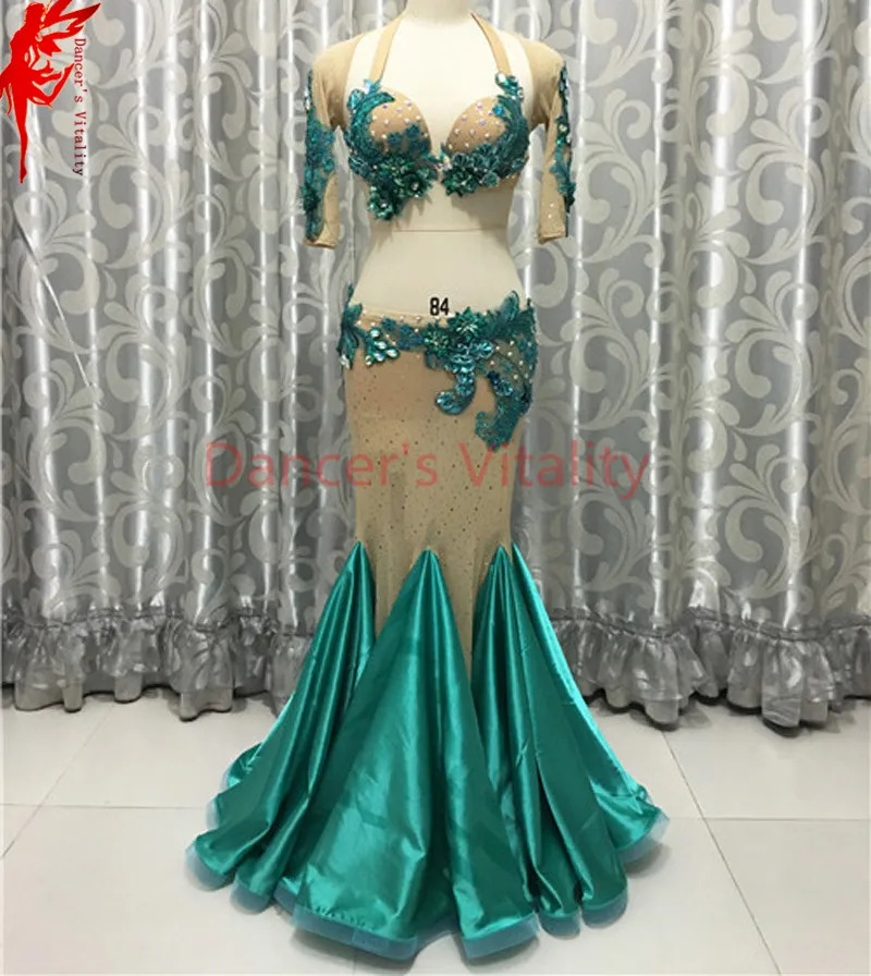 Женский костюм для танца живота с вышивкой из бюстгальтера топа рукавами и