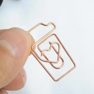 1pc-cup Kawaii, розовое золото, скрепки для бумаги, металлические, прозрачные скрепки, закладки, кошка, планета, алмаз, для билетов, скрепки, для школы, офиса, канцелярские принадлежности - Цвет: 1pc-cup
