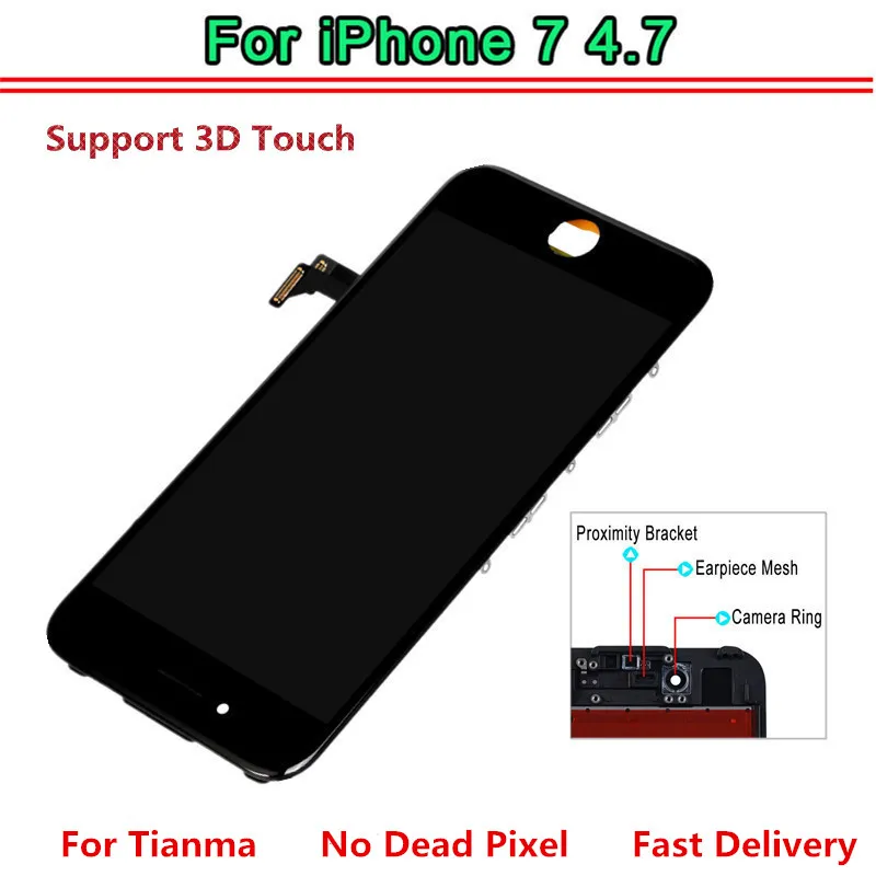 Отличное качество EBS Tianma AAA lcd для iPhone 7 Дисплей с 3D кодирующий преобразователь сенсорного экрана в сборе ЖК замена тест