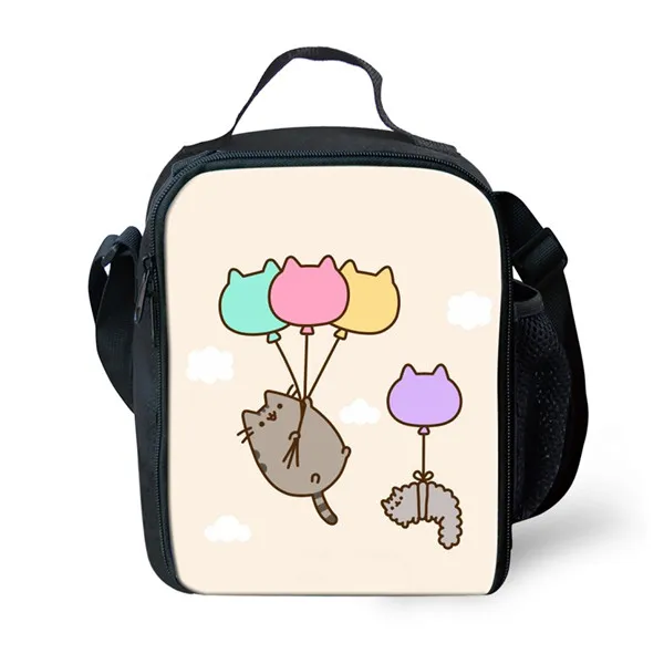 ALG3933G Thikin Casual Cartoon cat Pattern Lunch Bags for Teen Boys Fashion Portable Cooler Box Cartoon Pattern Tote Picnic Pouch - Color: ALG3933G