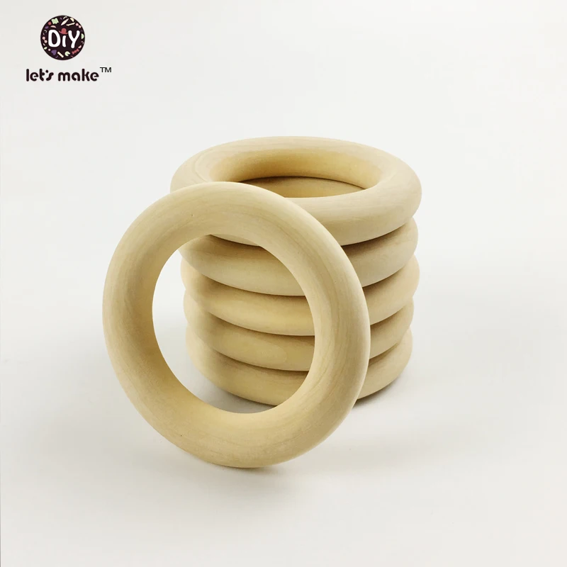 Let's make-Anillo de dentici&oacute;n de madera para beb&eacute;, juguete mordedor seguro, ecol&oacute;gico, sonajero infantil, juguetes (2,75 "H13), pulsera de lactancia-4