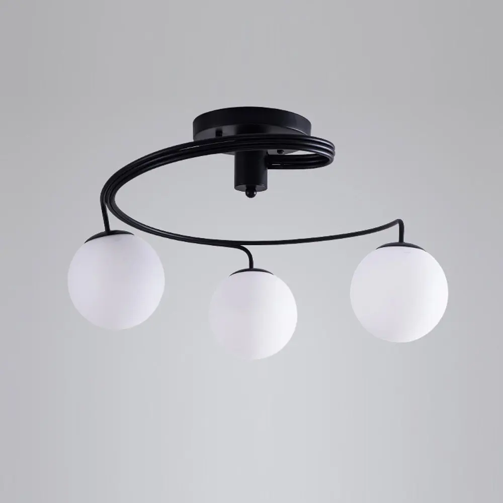 値段 現代曲げ金属スパイラルガラスダイニングルーム天井ライトクリエイティブ寝室黒熱い販売リビングルームシンプルなシーリングライト