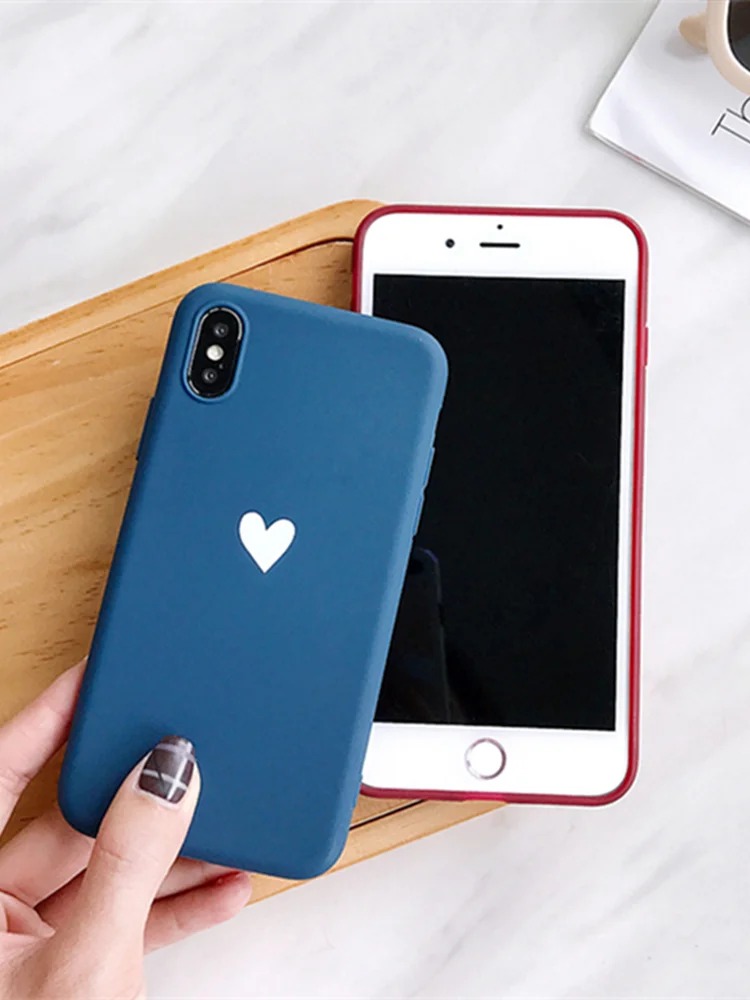Мягкий ТПУ матовый синий красный чехол для iPhone 6 6 S 7 8 Plus 10 X XR задняя крышка для iPhone 6 S XS Max Funda для iPhone 7 Plus чехол