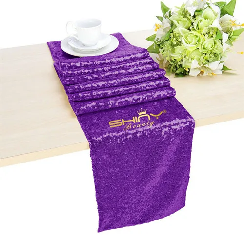 Shinybeauty Бирюзовый блесток Настольная дорожка 1" x 120" блесток Настольная дорожка оптом для дома вечерние/свадьба/отель/ события-r - Цвет: Purple