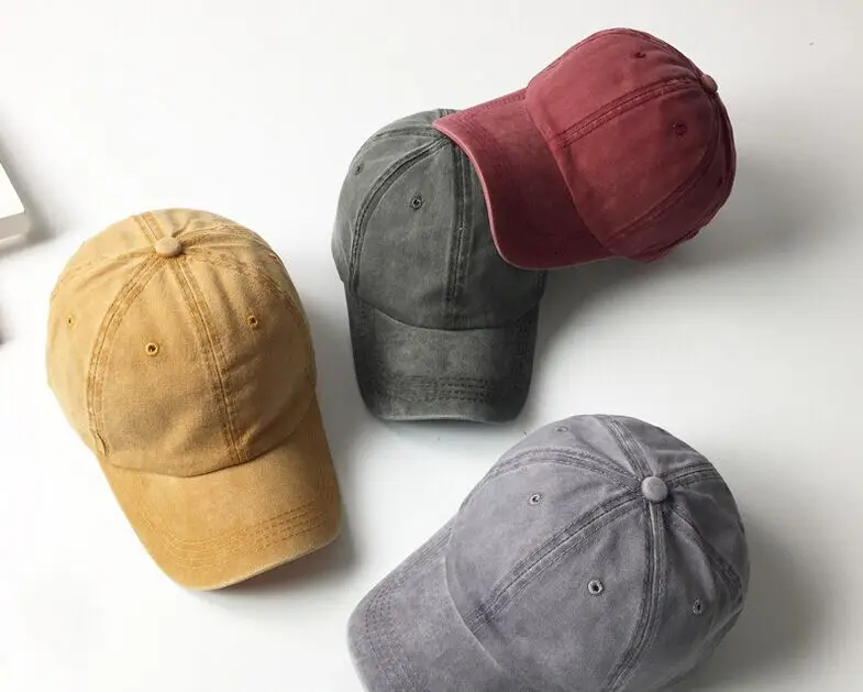 

10pcs free shipping2017A-252 solid faded effect leisure cap men women baseball hat wholesale