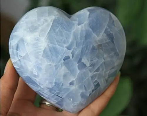 

3"-4" Celestite Crystal Heart Rare Natural Ice Sky Blue Celestine Druzy Reiki Madagascar Specimen Metaphysical Healing Mineral Q