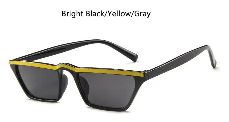yellow gray Винтажные узкие очки, узкие солнцезащитные очки, кошачий глаз, оттенки для женщин, модные брендовые дизайнерские женские маленькие солнцезащитные очки, унисекс крутые - Цвет линз: yellow gray