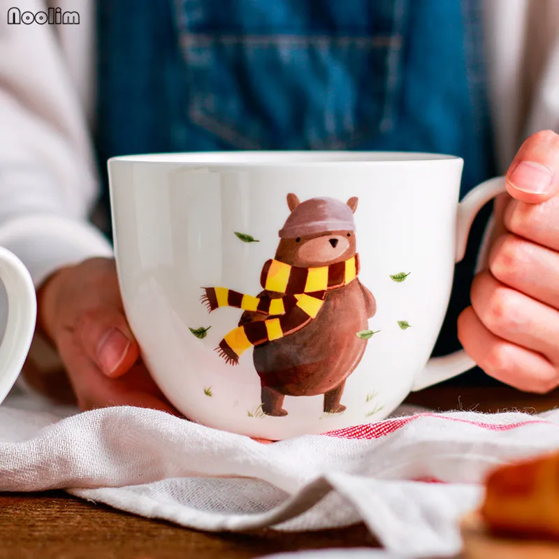 600 мл мультфильм коричневый медведь большая емкость мороженое кофейная чашка