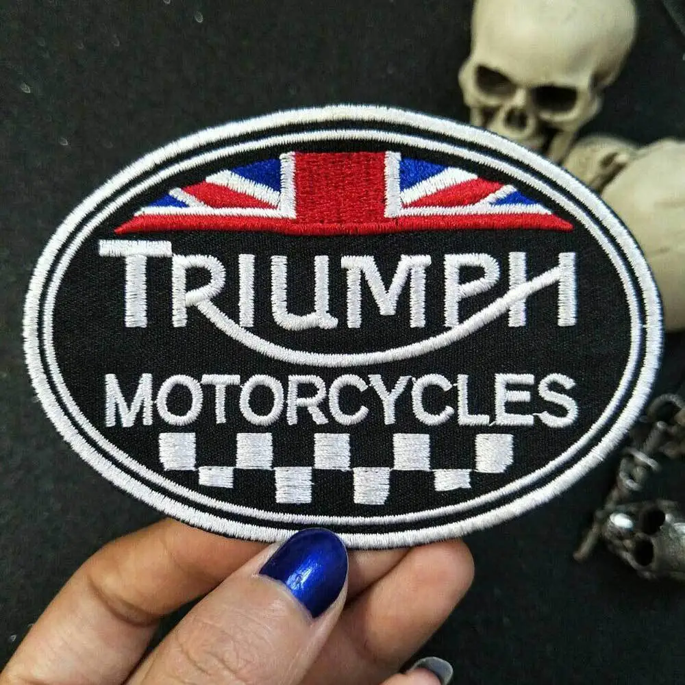 Вышитая аппликация с утюгом для мотоцикла triumph этикетка шитья панк байкерские
