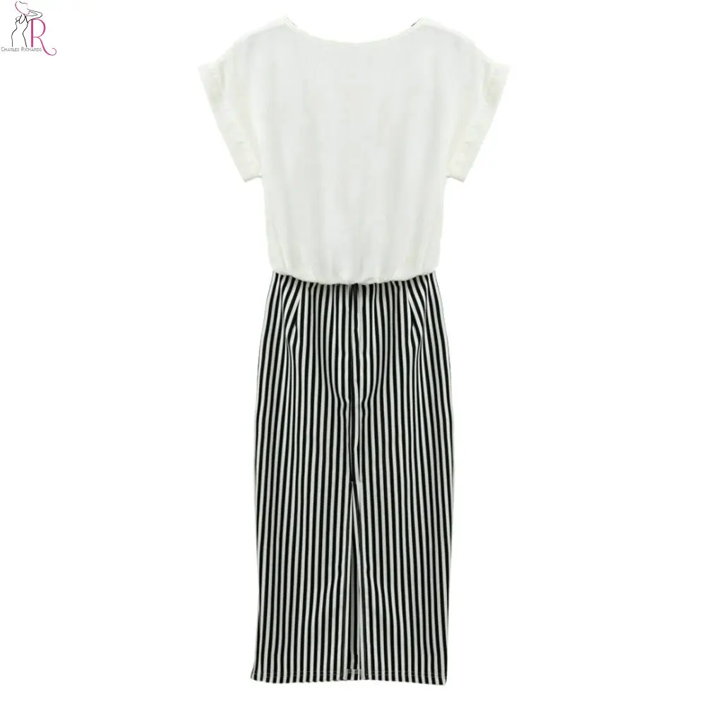 2015 Весенняя Летняя Мода Серое И Белое Полосатое Миди Платье С Рисунком Букв|blouse