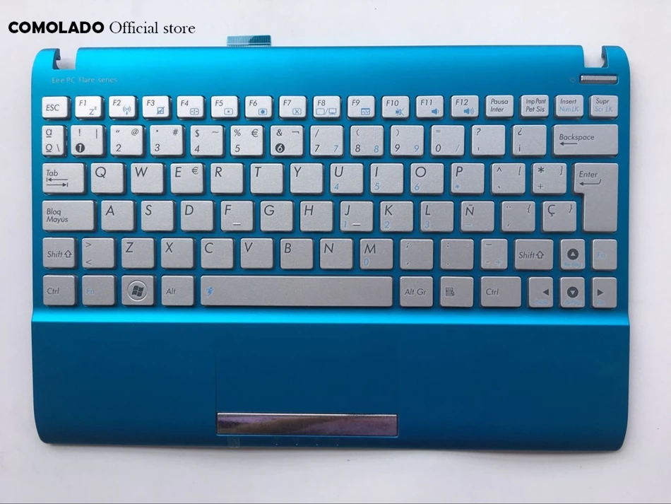 SP испанская клавиатура для ASUS Eee pc 1025 1025C 1025CE с синей рамкой Серебристые клавиши