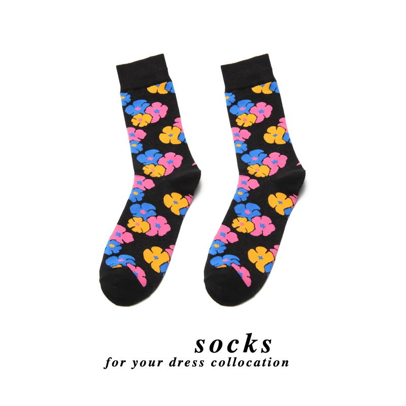 peonfly красочный цветок моды ткань хлопок с смешные счастливые носки хип хоп