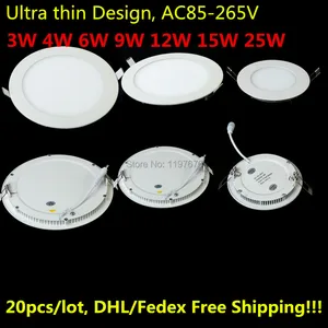 Встраиваемый светодиодный потолочный светильник 25 Вт 15 Вт 12 Вт 9 Вт 6 Вт 4 Вт 3 Вт, светодиодный светильник, AC85-265V Теплыйестественныйхолодный белый свет для домашнего декора