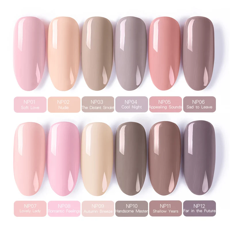Nude 12 Pcs BORN PRETTY 12 шт. набор гелей для ногтей телесный серый замачиваемый УФ Гель-лак для ногтей Набор лаков для ногтей УФ светодиодный Гель-лак украшения для маникюра - Цвет: Nude 12 Pcs