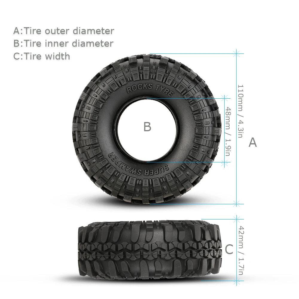 4 шт. AUSTAR AX 4020 1 9 дюйма 110 мм 1/10 шины для гусеничного камня D90 SCX10 AXIAL RC4WD TF2 RC Car|Детали